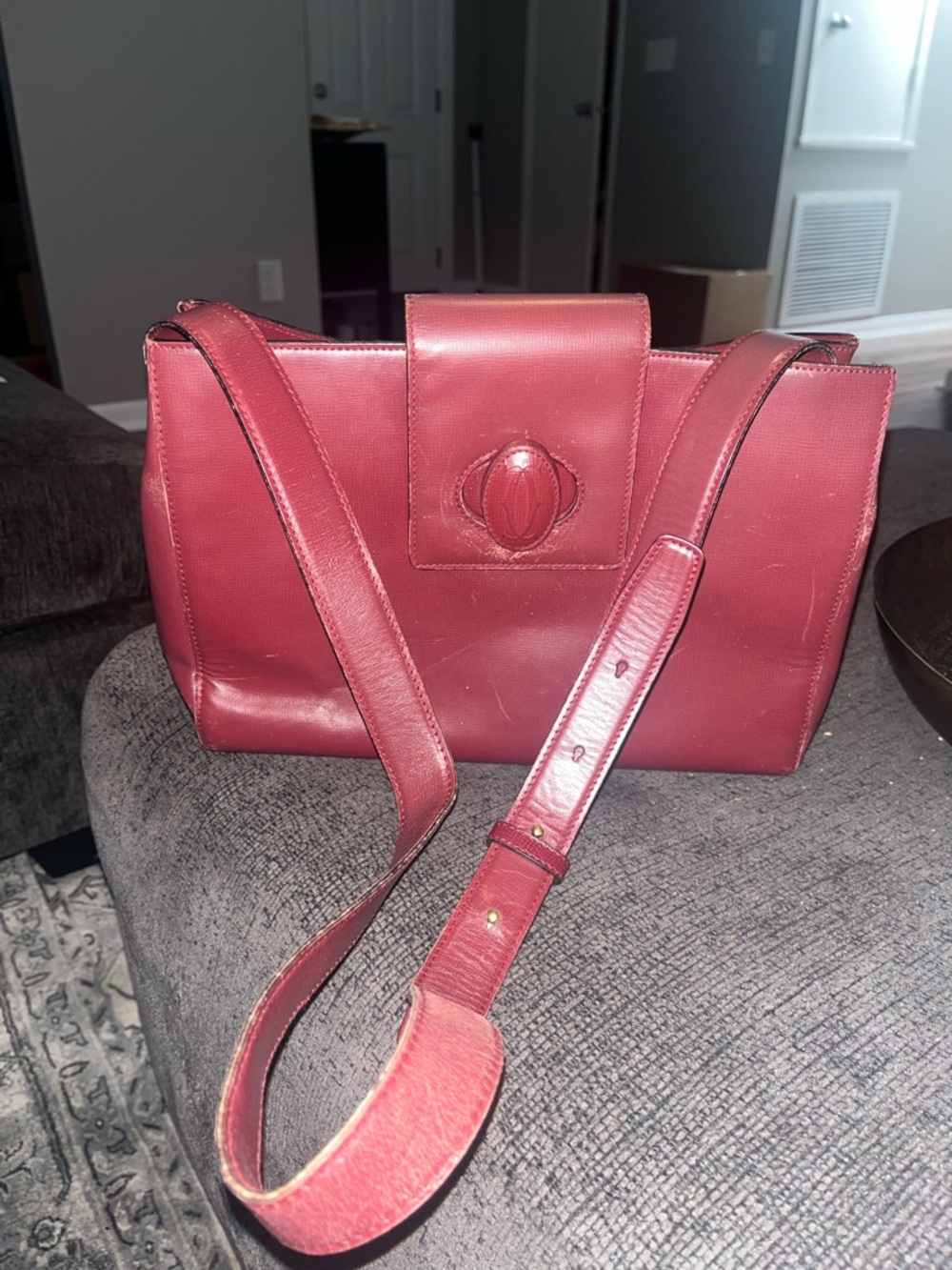 Cartier Classic Burgundy Red Leather Crossbody bag